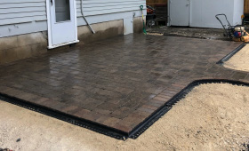 Recently built paving store patio