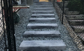 Stone block steps going up hill